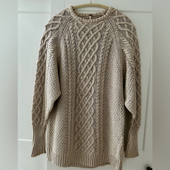 Free People On A Boat Sweater Dress Taupe Sands - Picture 5 of 6
